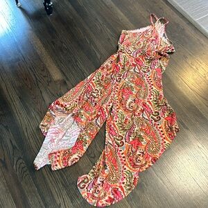 1. State Floral Paisley Wide Leg Jumpsuit Halter Neck Tie Back Small S NEW NWT